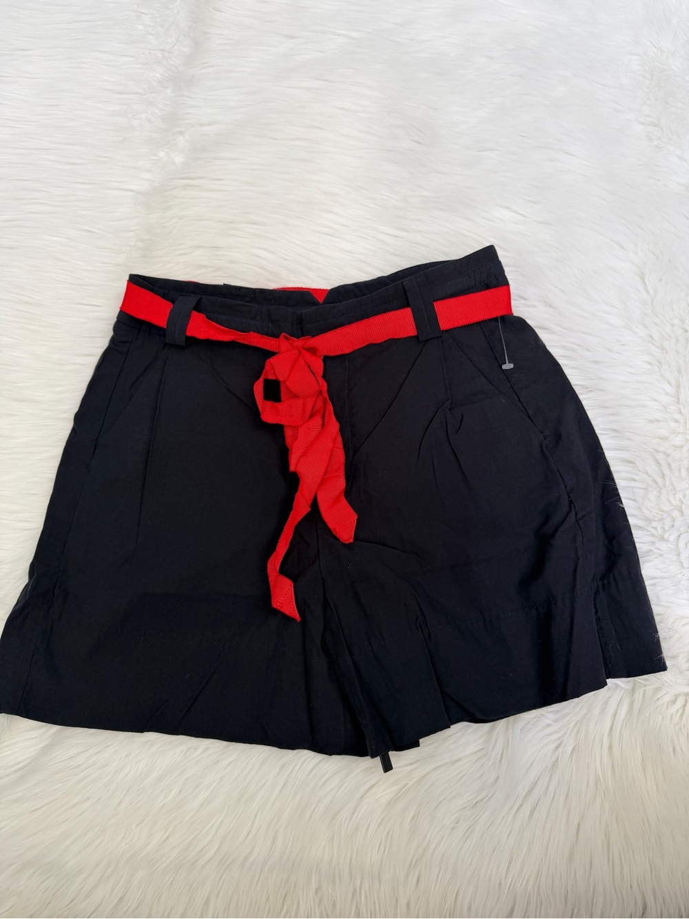Free People Navy Blue with Red Waist Tie Shorts Sz 2
